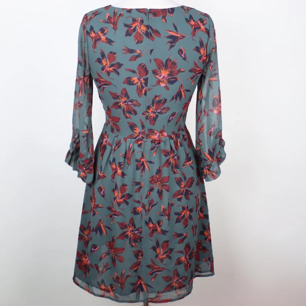 Madewell Womens Size 0 Moonblossom Ruffle-Sleeve Dress